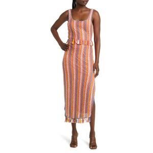 Saylor Aule Crochet Midi Dress NEW Multicolor Crochet Sleeveless Tassel NWT L